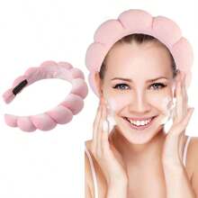 1 件化妝髮帶,女士水療頭帶,護膚洗臉用泡泡頭帶,毛巾布織物頭帶,臉部頭帶,髮飾,女士卸妝蓬鬆海綿髮帶