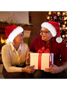 1 件圣诞帽，成人圣诞老人帽子节日男女通用天鹅绒舒适超厚毛皮圣诞帽，适合新年节日派对 - 紅色 - 查看 6