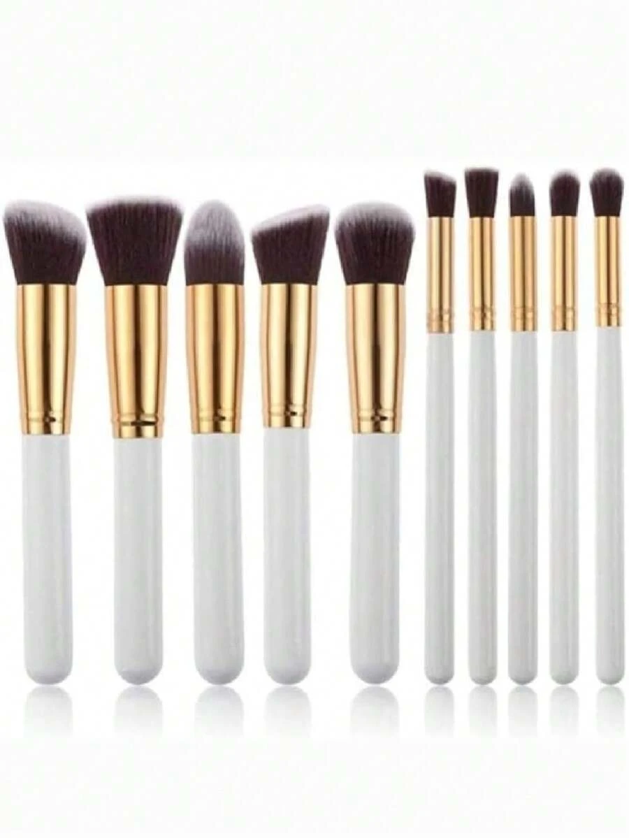 Set de 10 brochas Kabuki para maquillaje en distintos tamaños - Blanco - Ver 1