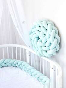 1 tấm phủ thanh chắn nôi hình quả bóng dài thắt nút, thanh chắn giường trang trí bện, thanh chắn nôi em bé, tấm bảo vệ nôi mọi mùa, thanh chắn cho trẻ sơ sinh/trẻ mới biết đi - Xanh nhạt - Xem 1