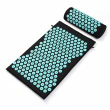 蓮花針刺穴位按摩墊按摩瑜伽墊減輕壓力背部身體疼痛針刺墊按摩墊墊墊枕頭靠墊 - 寶藍色 - 查看 3