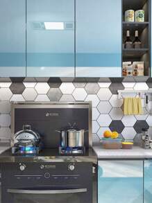 1 卷大理石乙烯基薄膜自黏壁紙適用於浴室廚房櫥櫃檯面接觸紙 Pvc 防水牆貼 - 藍色 - 查看 7