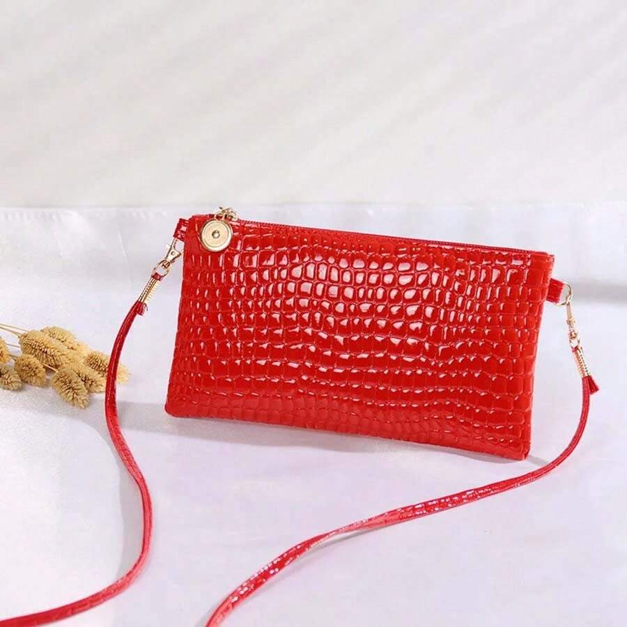 Bolso de hombro con estampado de cocodrilo de moda 2025 para mujeres, bolso cruzado pequeño con compartimento para teléfono y monedero