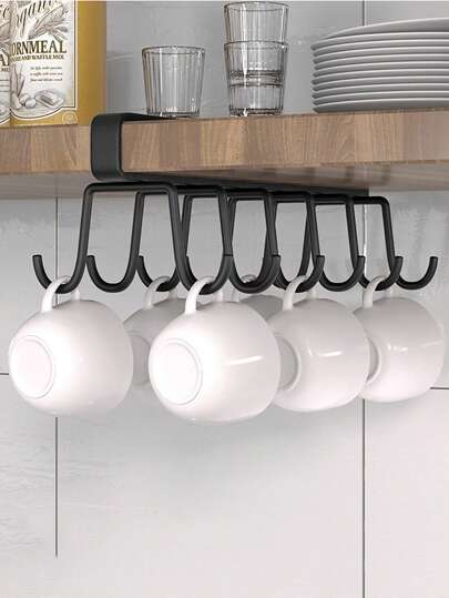 1pc Cup Holder Wall-mounted Storage Rack, No-drilling Cup Hanger For Kitchen