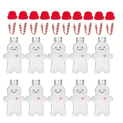 1pc*Hat+1pc*Bottle+1pc*Scarf, Festive Gingerbread Man Bottle (17.08z), Hats Scarves-Cute Gingerbre Ad Man Drinking Cup Water Bottle, Perfect For Christmas, Birthday Parties, And H Oliday DecorCandy Bottles, Christmas Tree Decor DIY Christmas Decor