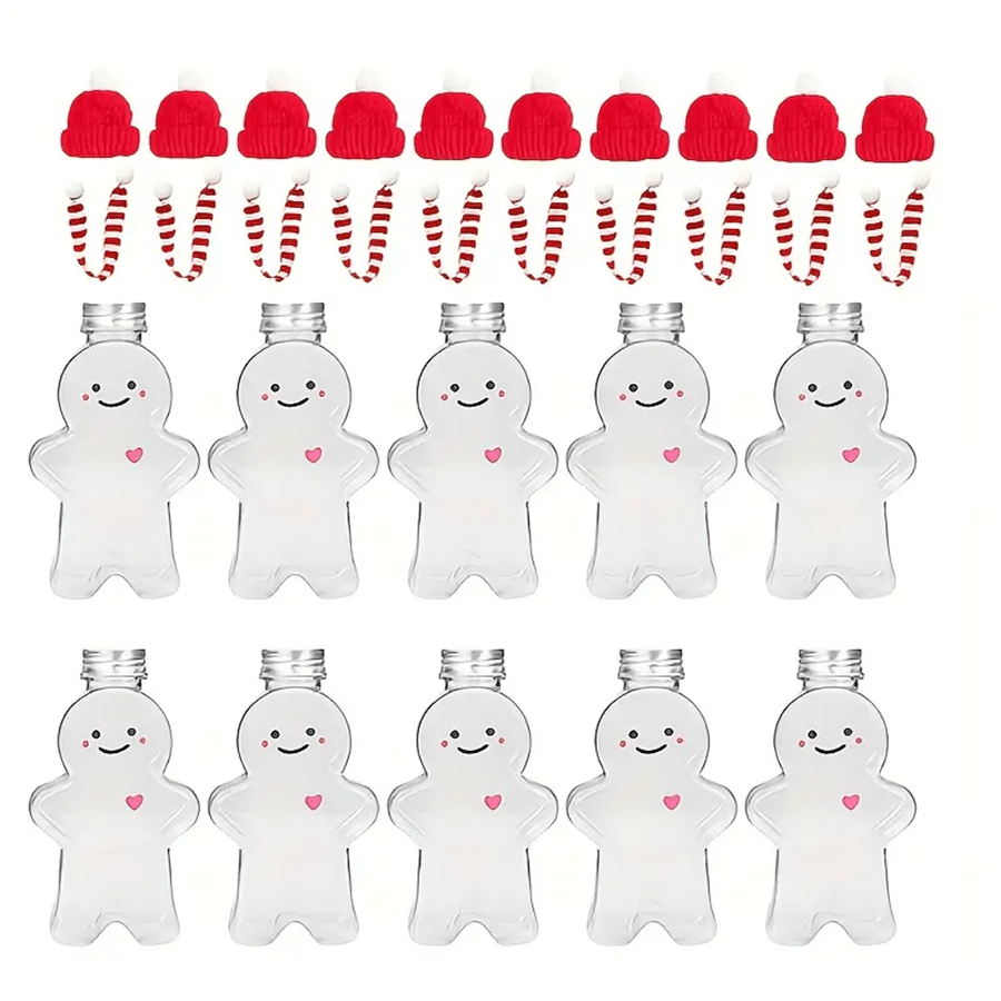 1 pezzo*Cappello+1 pezzo*Bottiglia+1 pezzo*Sciarpa, Bottiglia Festiva a Forma di Omino di Pan di Zenzero (480ml), Cappelli Sciarpe-Tazza Acqua Bottiglia Decorativa a Forma di Simpatico Omino di Pan di Zenzero, Perfetto per Natale, Feste di Compleanno e Decorazioni Natalizie, Decorazioni Natalizie Fai-da-Te