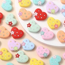 10pcs Silicone Chew Beads For Diy Jewelry Making With Heart Shaped Design And Thread Hole - Multicolor - View 4