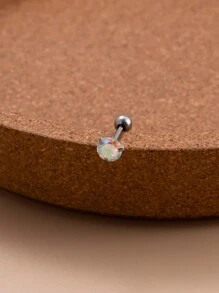 1個圓形水晶耳軟骨鼻翼鑽釘,20g不鏽鋼螺絲背耳環,用於女性螺旋穿孔珠寶