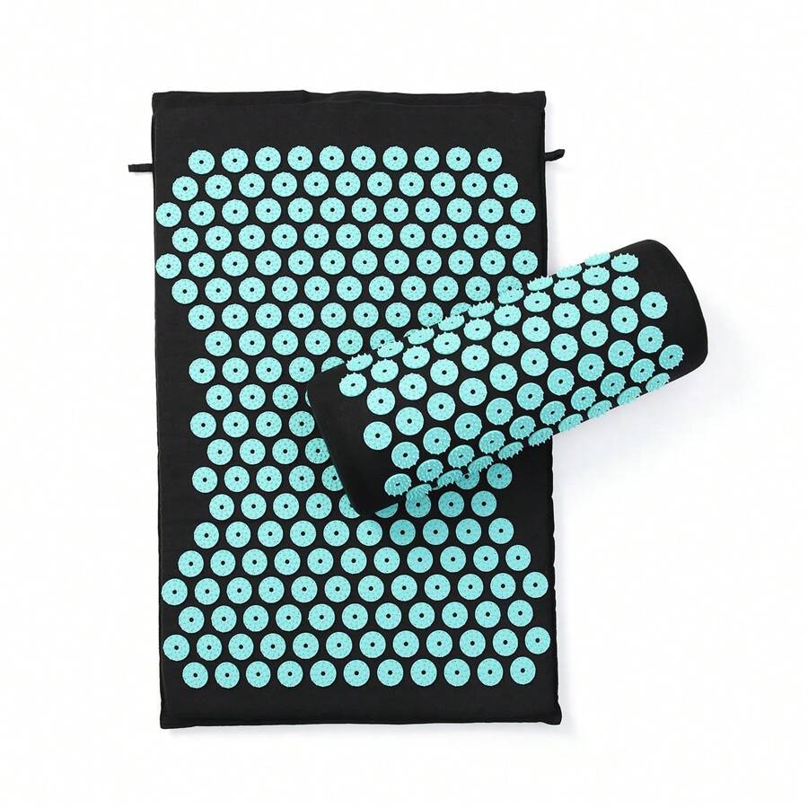 蓮花針刺穴位按摩墊按摩瑜伽墊減輕壓力背部身體疼痛針刺墊按摩墊墊墊枕頭靠墊 - 寶藍色 - 查看 1