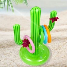 Juguete Inflable Del Juego De Lanzamiento De Aros Con Diseño De Cactus Para La Fiesta De Año Nuevo, Juguete De Festival - Verde - Ver 1