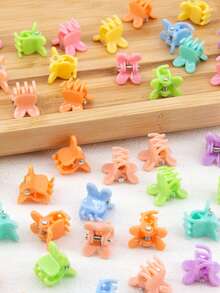 50pcs/pack Mixed Color Short Bunny Ear Design Plastic Hair Claw Clips For Women, Suitable For Every Day Use - Multicolor - View 4