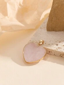 1個天然粉晶銅包裹心形吊墜,適用於手工項鍊 - 粉色 - 查看 2