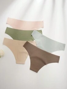 5 条女士性感无缝低腰舒适薄款运动三角裤 - 彩色 - 查看 5