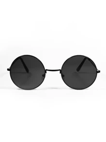 Unisex Round Lenses, Unisex Round Sunglasses, Solar Glasses, Fashion Lenses - 黑色 - 查看 5