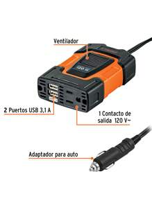 120 W Power Inverter, Ideal For The Car - Black - View 2