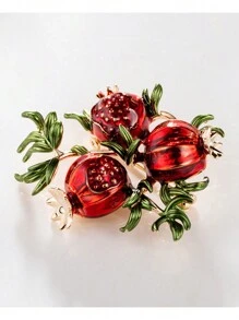 水果形胸針,石榴風格,彩色樹脂和鋅合金 - 紅色 - 查看 3