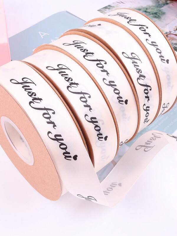 2.5cm X 50m Roll Printed Satin Ribbon For Flower Shop, Gift Wrapping, Cake Decoration, Baking