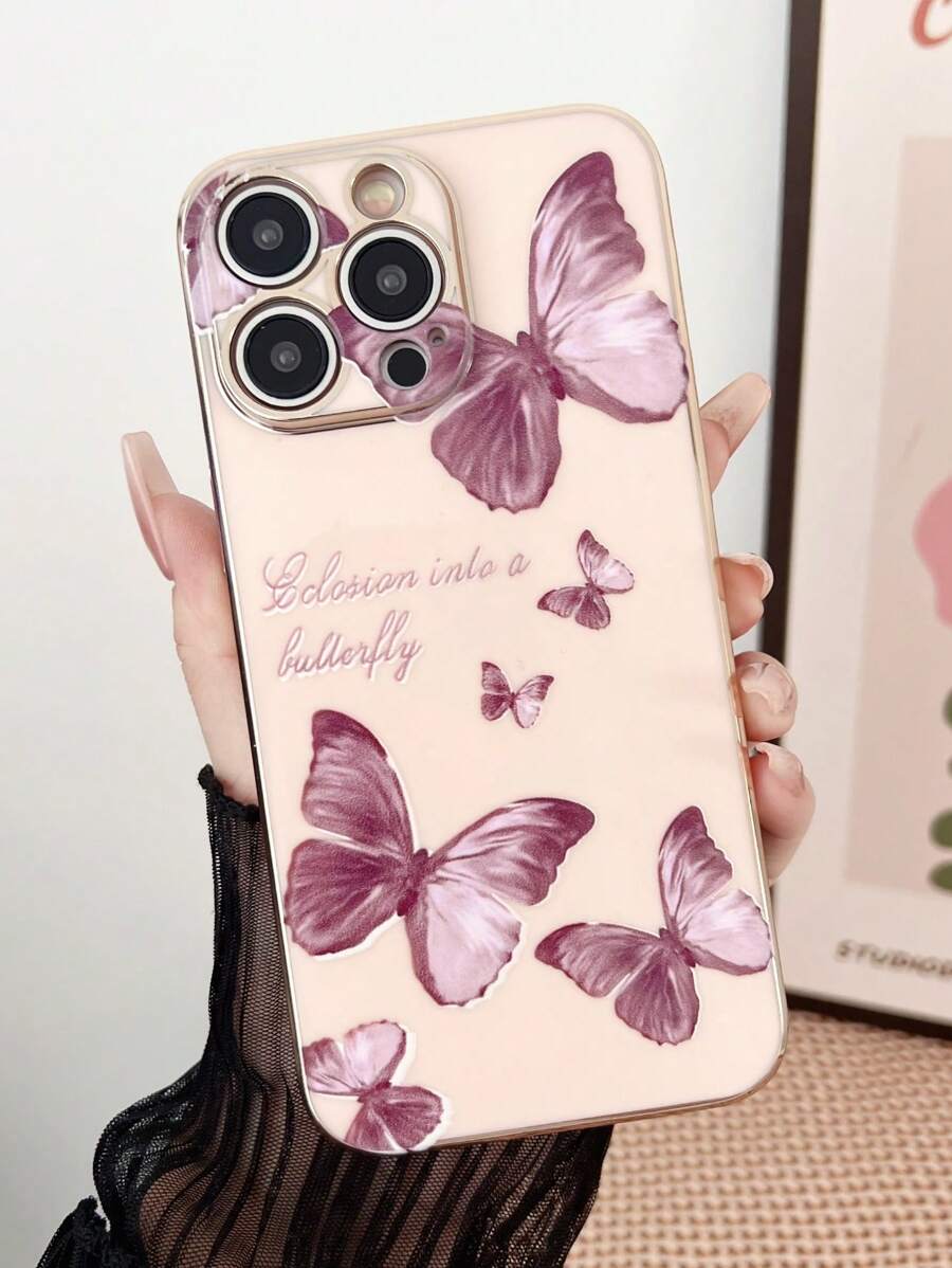 1 件极具吸引力的姐妹/情人节礼物，复古梦幻蝴蝶电镀保护手机壳，兼容 15、15 Pro Max、12 Pro Max、13 Pro Max、14 Pro Max、13、14、11、12 Pro、14、XS、XR、7&8P、7&8G/ES2、A13 4G、A22、A21S、A51 4G、S22 Ultra、A33 5G、A53、A23、S23 Ultra、S24、S23、A73、、Redmi、OPPO、MOTO 手机