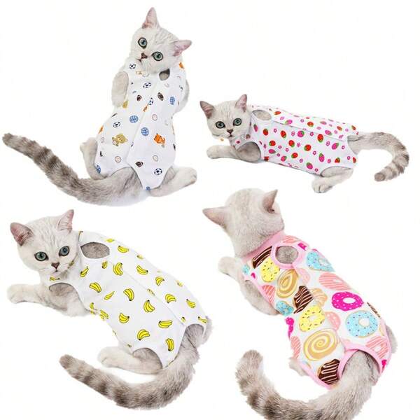 1pc Fruit Print Spay/Neuter Cat Recovery Suit