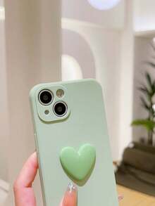 1 Pieza Caja De Teléfono En Forma De Corazón Estilo Color Sólido Compatible Con Iphone - Azul - Ver 3