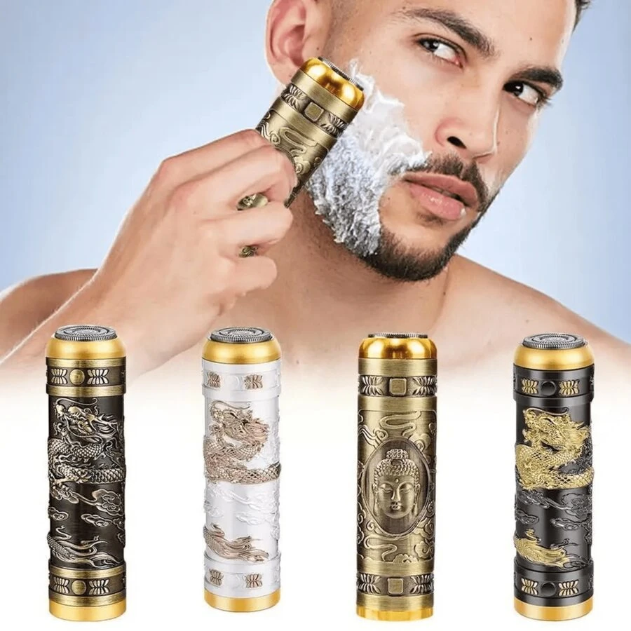 Rasuradora Electrica Con Diseño De Buda Metal. Mini Depiladora De Hombre Portatil Y Recargable. Mini Shaver Para Remover Vello Facial. - Bronce - Ver 1