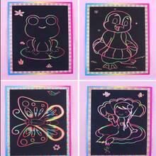 11入組 卡通diy彩虹刮刮樂紙 強化版,圓木棒搭配刮花工具 (隨機圖案) - 彩色 - 查看 10