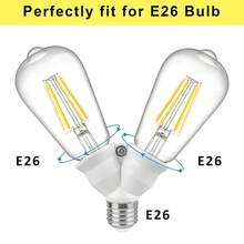 BOBORAT 1pc Light Bulb Socket Adapter Compatible With E27/E26 Splitter And 2-Head Lamp Holder Converter - White - View 5