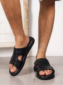 Spring To Summer Premium Fashionable Business Men's Slippers - Black - View 3