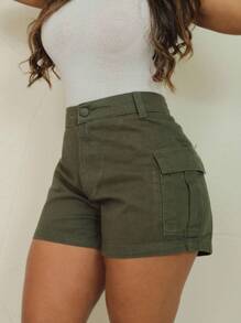 Women Denim Shorts - xanh quân đội - Xem 1