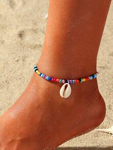 2pcs/set Simple Tassel & Round Disc Anklet Set For Women, Dating Gift - Multicolor - View 4