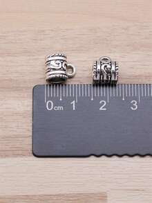 10入裝10x8x7mm(0.39x0.31x0.28英寸)古色銀色雕刻間隔珠大孔珠吊墜,diy珠寶製作必備品 - 古銀色-10pcs - 查看 2