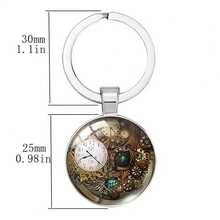 1pc Men's Fashionable Skeleton Pocket Watch Creative Keychain With Vintage Time Gemstone Detail - Silver - View 3