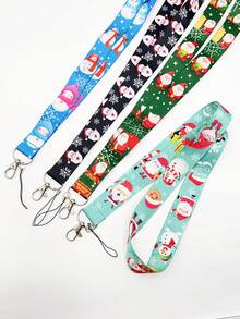 1入組可愛的聖誕老人設計手機掛繩,工作證頸帶,鑰匙鏈帶 - 綠色 - 查看 1