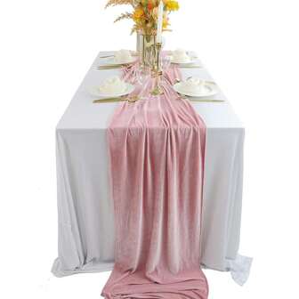 1pc Pink Velvet Table Runner For Wedding And Party Decoration Best Gifts