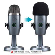 YOUSHARES Yeti Nano Microphone Foam Windscreen - Mic Wind Cover Pop Filter Foam Cover, Professional Customized for Blue Yeti Nano, The Thicker Blue Yeti Nano Pop Filter is a Good option. - 黑色 - 查看 2