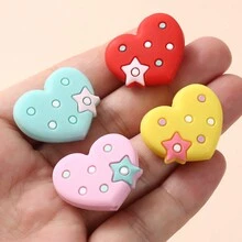 10pcs Silicone Chew Beads For Diy Jewelry Making With Heart Shaped Design And Thread Hole - Multicolor - View 1