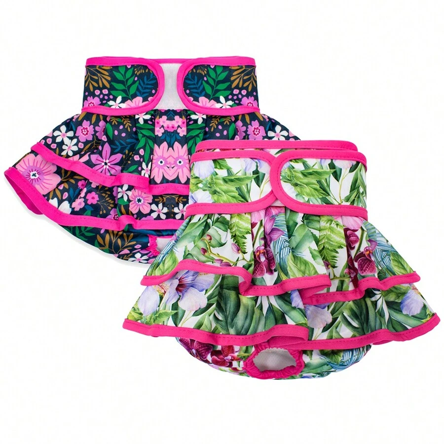 2 包狗尿布，母狗专用高吸水性狗尿布，可洗狗尿布，适合发情、失禁或兴奋排尿的狗 - 彩色 - 查看 1