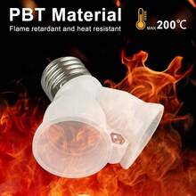 BOBORAT 1pc Light Bulb Socket Adapter Compatible With E27/E26 Splitter And 2-Head Lamp Holder Converter - White - View 3