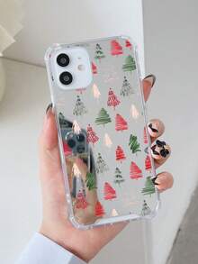 1件極簡風格多彩聖誕樹圖案亞克力電鍍鏡面手機殼，適用於 iPhone - 彩色 - 查看 1