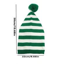 1pc Unisex Christmas Knitted Hat Santa Beanies In Red & Green Stripes