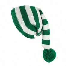 1pc Unisex Christmas Knitted Hat Santa Beanies In Red & Green Stripes