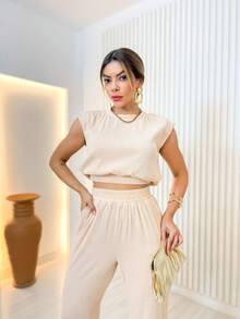 Women Two-piece Outfits - 米色 - 查看 4