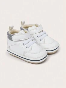婴儿运动鞋，0-1岁婴儿男孩女孩软底防滑学步鞋，休闲时尚春秋运动鞋 - 白色 - 查看 1