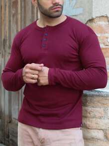 Men T-Shirts - 酒紅色 - 查看 4