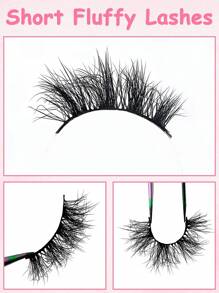 7 Cặp lông mi giả siêu dài kiểu mắt mèo 10mm làm từ lông chồn nhân tạo - màu đen - Xem 7