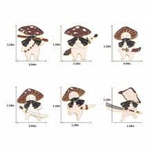 6入組創意蘑菇系列胸針,設計有蘑菇人和蘑菇刺客圖案,合金徽章補丁,適用於日常服飾和配飾 - 彩色 - 查看 8