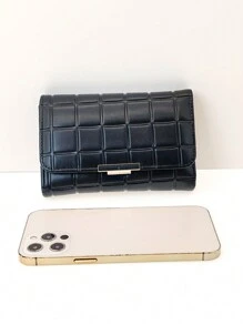 MINGYOU 短款派对绿色萤火虫优雅按扣女士长款拉链钱包，多功能大容量卡包，甜美可爱年轻时尚简约便携女士钱包 - 黑色 - 查看 4