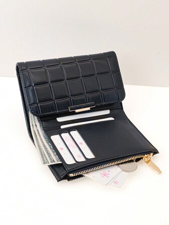 MINGYOU Short Package Party Gree Fiery Exquisite Buckle Women's PU Long Wallet Zipper Multi-Function Large-Capacity Card Holder Sweet And Lovely Young Fashion Simple Easy To Carry For Women Wallet Purse Wallet