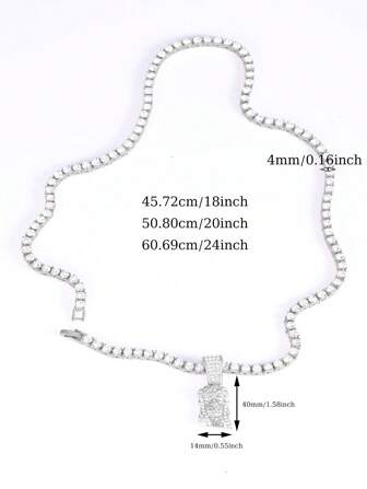 1 st. Halsband Hängsmycke 4MM Tennis Kedja Skinande Idealisk För Semester , Fester , Och Dagligt slitage , Som A Presenter För Datekväll För kvinnor Herr