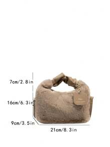 Túi đeo chéo Nữ màu trơn Tay cầm Top Giải trí - màu nâu - Xem 2